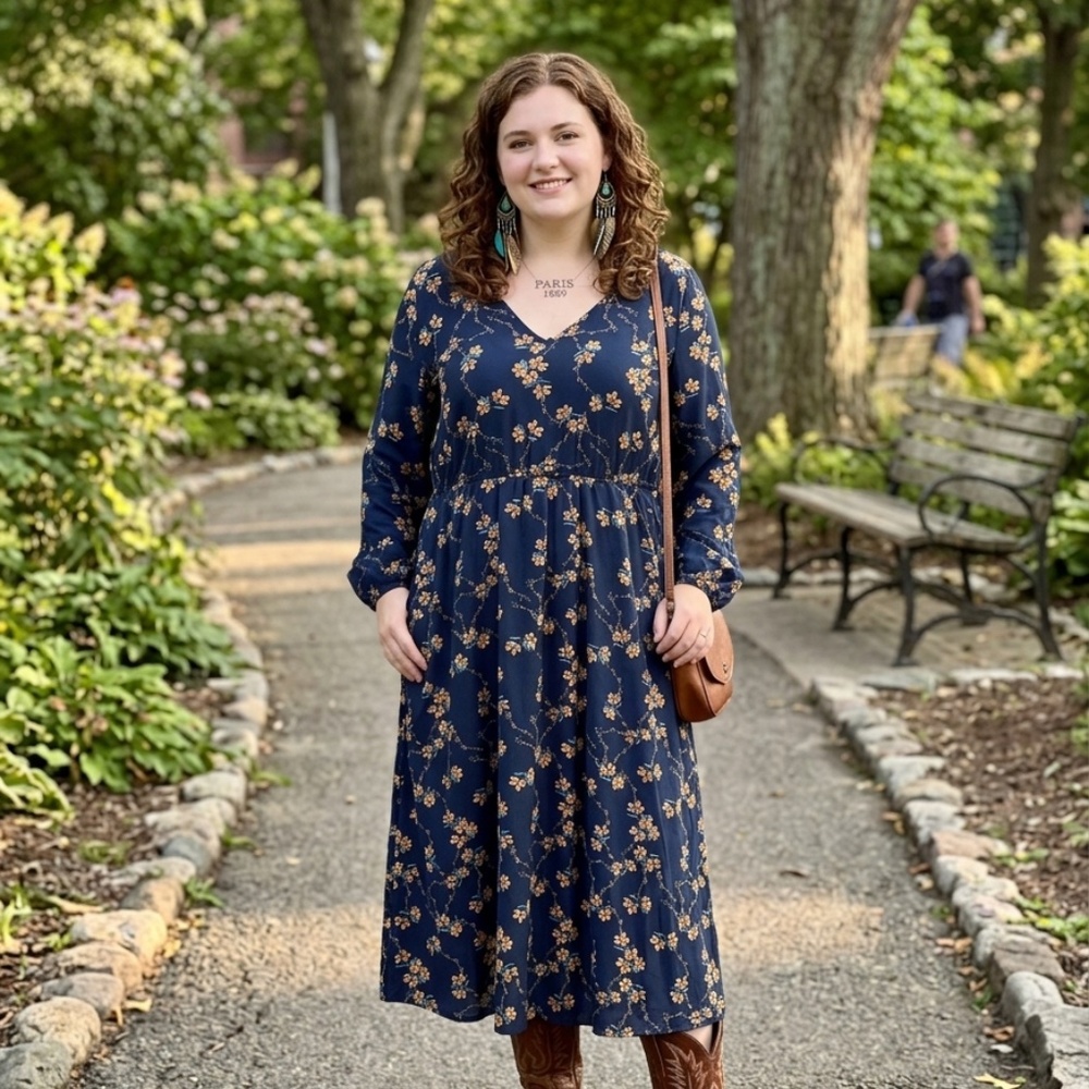 BloomChic Navy Floral Maxi Dress